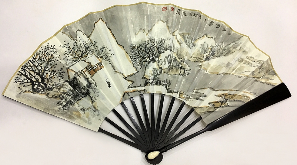 中国美术家协会会员 宋长发 书画成扇《江山雪霁（冬29）》