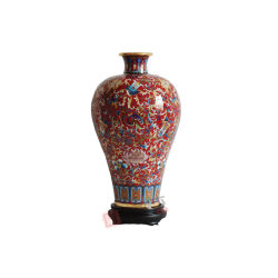 中国工艺美术大师 张同禄 景泰蓝《红梅瓶》
