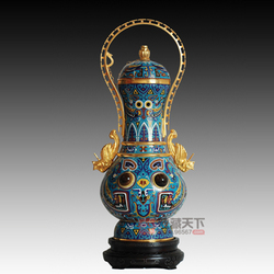 中国工艺美术大师张同禄 景泰蓝《鸮壶》精品