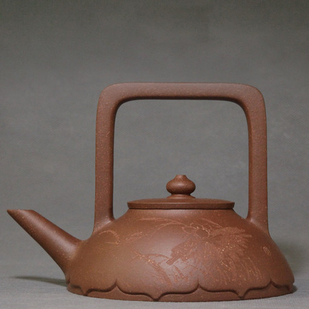 中国工艺美术大师李昌鸿 婉莲提梁紫砂壶 底槽清