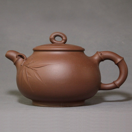 中国工艺美术大师李昌鸿  竹福紫砂壶  底槽清580cc