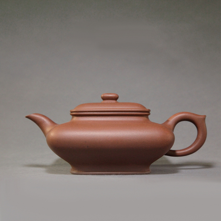 中国工艺美术大师李昌鸿 四方虚扁紫砂壶 底槽清380cc