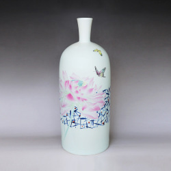 余晓霞《荷韵》江西省高级工艺美术师斗彩瓷瓶