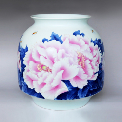 余晓霞《牡丹》江西省高级工艺美术师综合装饰瓷瓶