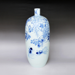 吴军勇《紫藤·鱼》江西省高级工艺美术师青花瓷瓶