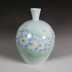 余晓霞《紫菊》江西省高级工艺美术师综合装饰瓷瓶