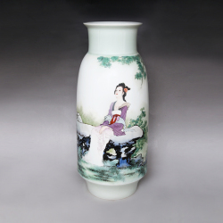 冯韬《孤芳思幽》江西省工艺美术师 釉上彩瓷瓶